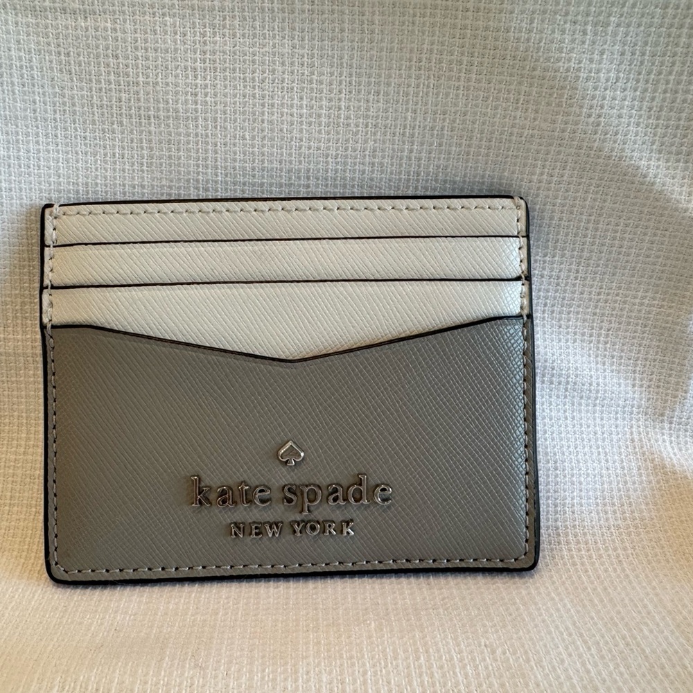Kate Spade Gray and White Card Holder
